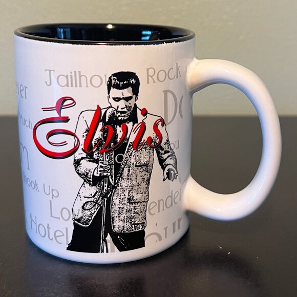 Elvis Presley KING of ROCK ‘n ROLL Song Titles Mug ~ All Shook Up ~ Hound Dog - Picture 1 of 8